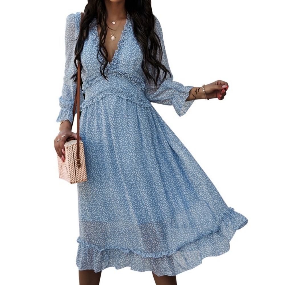 Boho floral midi dress with ruffle detail - Picture 3 of 4